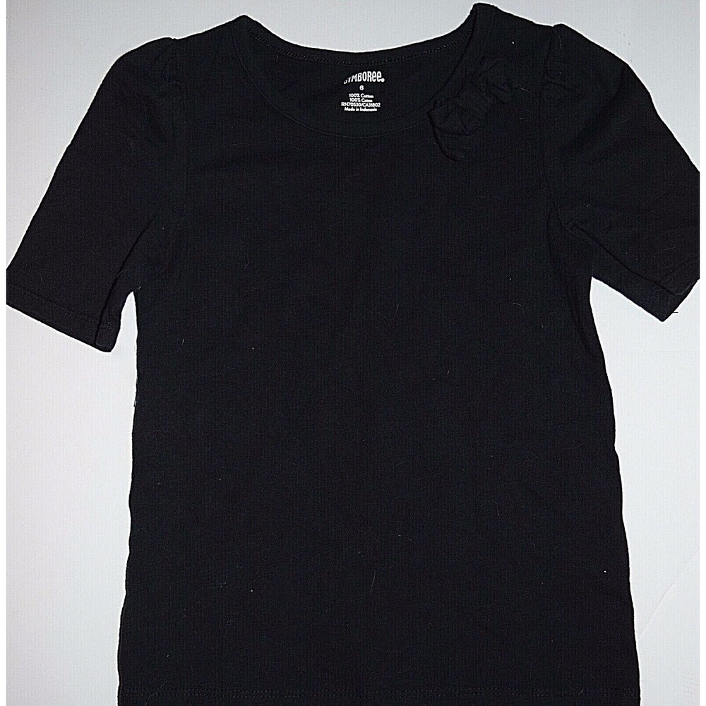 EUC GYMBOREE POSH AND PLAYFUL BLACK SHORT SLEEVE BOW SHIRT TOP SIZE 6